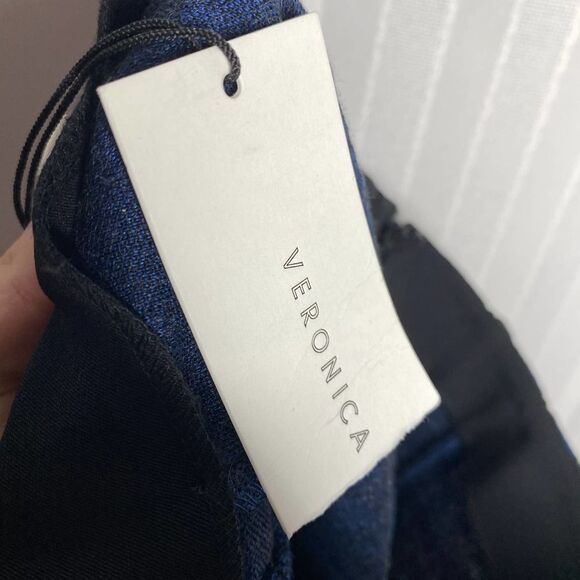 Veronica Beard Barouqe Scroll Print Flounce Mini Skirt Charcoal Navy Blue Small - Picture 4 of 10